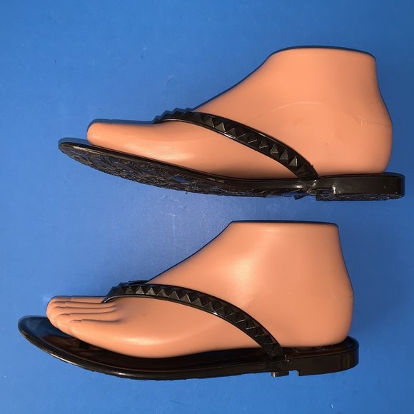 DIZZY WEAR Black Flexible Flip Flop Thong Sandal Fun Shoes Size 6 - Picture 3 of 5